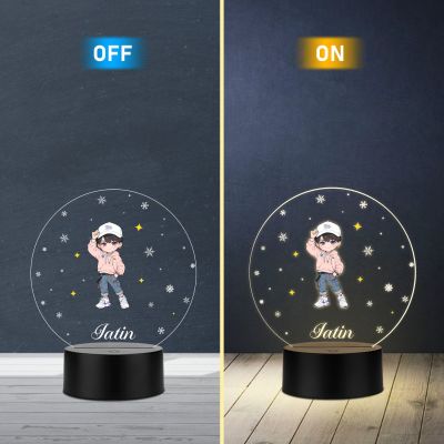 Personalized Boy LED Night Light, Custom with Name Warm White Light Kids Room Bedside Lamp Birthday Return Gift for Kids Boys